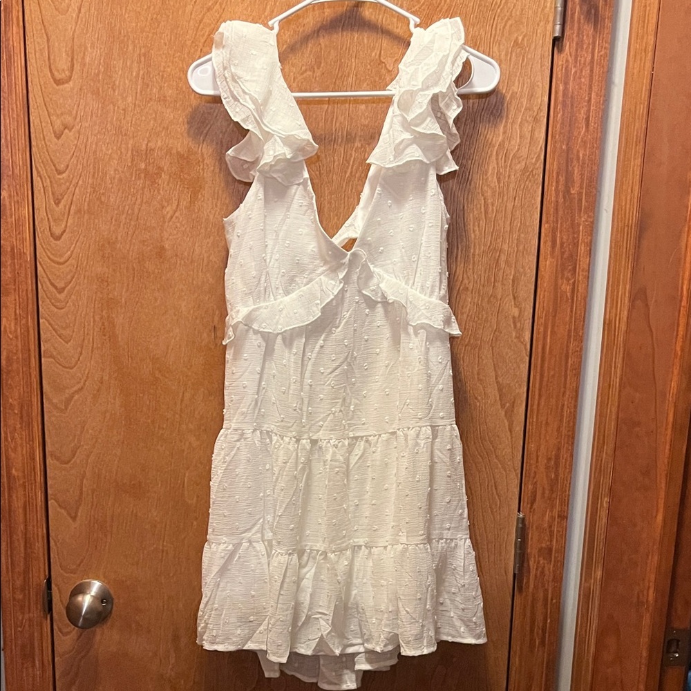 White Ruffled Sleeveless Dress